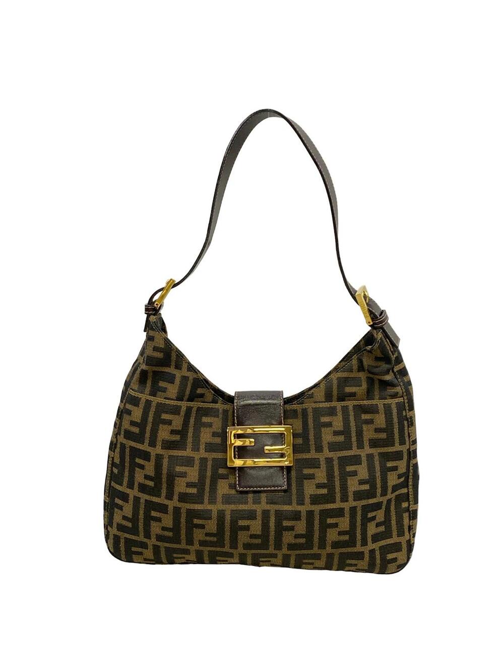 Fendi Mamma Dark Brown Jacquard Leather #374158F17B